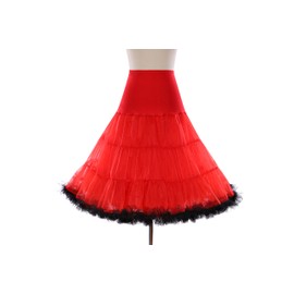 Boolavard 1950 26 inch Vintage Retro Rockabilly Petticoat Petticoat Tutu Skirt Petticoat Swing Red Black White Pink Blue, Red with black trim