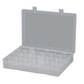Durham LPADJ-CLR Polypropylene Large Adjustable Compartment Box, 9" Length x 13-1/8" Width x 2-5/16" Height, Clear