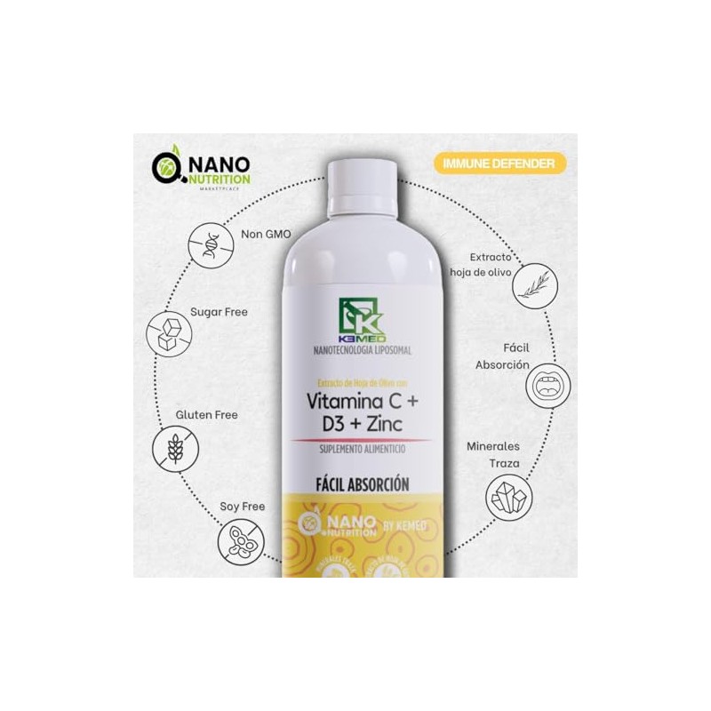 Vitamina C + D3 + Zinc | Suplemento Líquido de