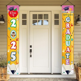 Lofaris Pencil Shape Porch Banner Set – 2025 Kindergarten Graduation Party Decoration, 2pcs – Fun & Colorful Congratulatory Banner for Kids, Perfect for Graduation Yard & Porch Display, 70.8 x 11.8 Inches