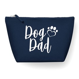 Spoilt Rotten Pets 'Dog Dad' Paw Heart Navy Blue Cotton Grooming Bag Toiletries, Wash Bag for Dad's, Daddy's & Grandad's