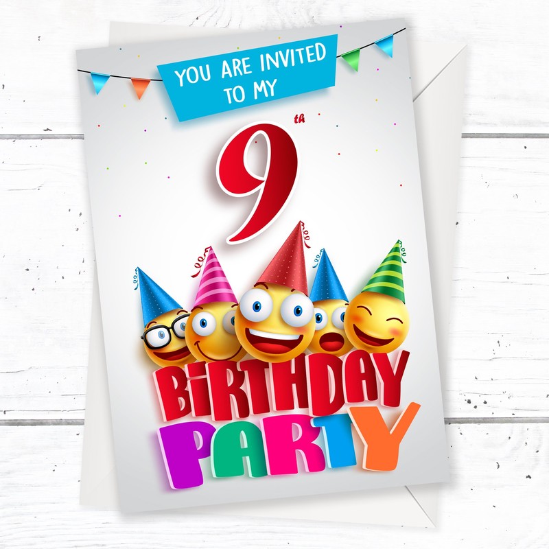 Olivia Samuel 20 x 9th Birthday Party Invites from Cartoon