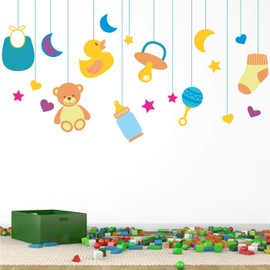 StickMe 'Babies Infants Kids Things - Baby - Kids - Nursery Pre School Kinder Garden Wall Sticker ' -SM319 (Multi Colour, Vinyl - 120cm X 70 cm)