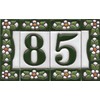 Green Floral Ceramic House Numbers & Letters Tile Size 7.5cm
