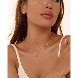 A ALARTAN Initial Necklace for Women Dainty Colorful Bead Layered Letter Necklace Personality Initial Necklace Trend Beach Choker Necklace for Women Jewelry Gifts（S）