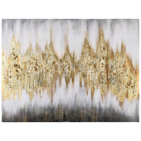 Empire Art Direct Abstract Wall Art Textured Hand Painted Canvas by Martin Edwards, Unframed, 40" x 30", Gold Frequency