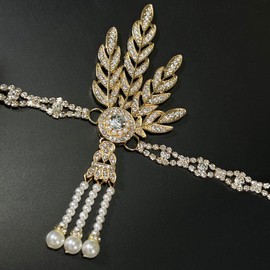 JUSTUSNX Gatsby Crystal Headband 1920s Flapper Headband pearl Rhinestone Headband,Party Supplies for Women and Girls (A)