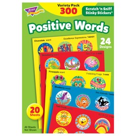 Trend Enterprises: Positive Words, Scented Scratch 'N Sniff Stinky Stickers, Fun for Rewards, Incentives, Crafts and as Collectibles, 24 Designs, 20 Sheets Included, for Ages 3 and Up