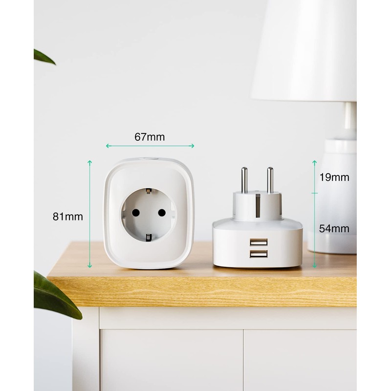 GHome Smart Intelligente WLAN-Steckdose mit USB, 16 A, Alexa Steckdose