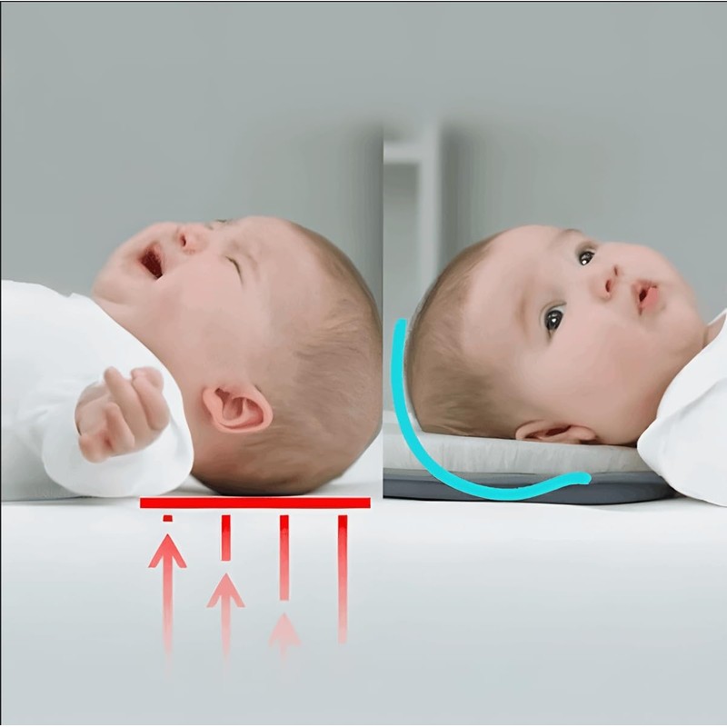 SECOND MUM Ultra Soft Baby Pillow Portable Adjustable Anti-Roll 3D