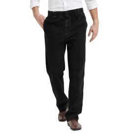 IDEALSANXUN Elastic Waist Jeans for Men Casual Loose Fit Denim Pants, Black, 36x28