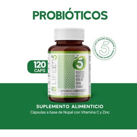 LIFEED Probióticos 50 Billones con Enzimas Digestivas | Inulina de Agave, Fibra Natural, Vitamina C y Zinc | 120 Cápsulas de Probióticos y Prebióticos, 1 al Día