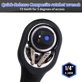 DAKCOS 1/4" Drive Ratchet 72 Teeth Quick Release Socket Wrench Handle Chrome Vanadium Steel