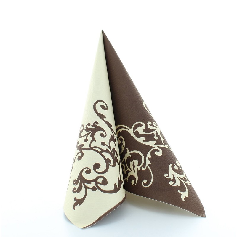 Napkins Pomp Cream Mocha Table Decoration Wedding Decoration Napkins Folded