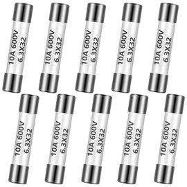 Kingdder 10 Pieces Ff10a 600v Multimeter Fuses Dc Dmm Fast Blow Action 10 Amp Ceramic Fuses Brass Made for Dc Dmms 6.3 x 32 mm