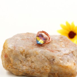 Uloveido Elegant Large Heart Shape Crystal Ring for Women Girlfriend, Rose Gold Plated Heart Cubic Zirconia Adjustable Size Ring for Mother Grandmother Wife Birthday Gift Y3656