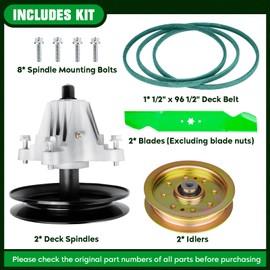 Youxmoto Mower Deck Rebuild Kit fits for Cub Cadet LTX1040 LTX1042 RZT-42, 2 Spindle Replaces 618-04822 918-04950, 2 Blades 742-04126 942-04126, 96'' Belt 754-04060