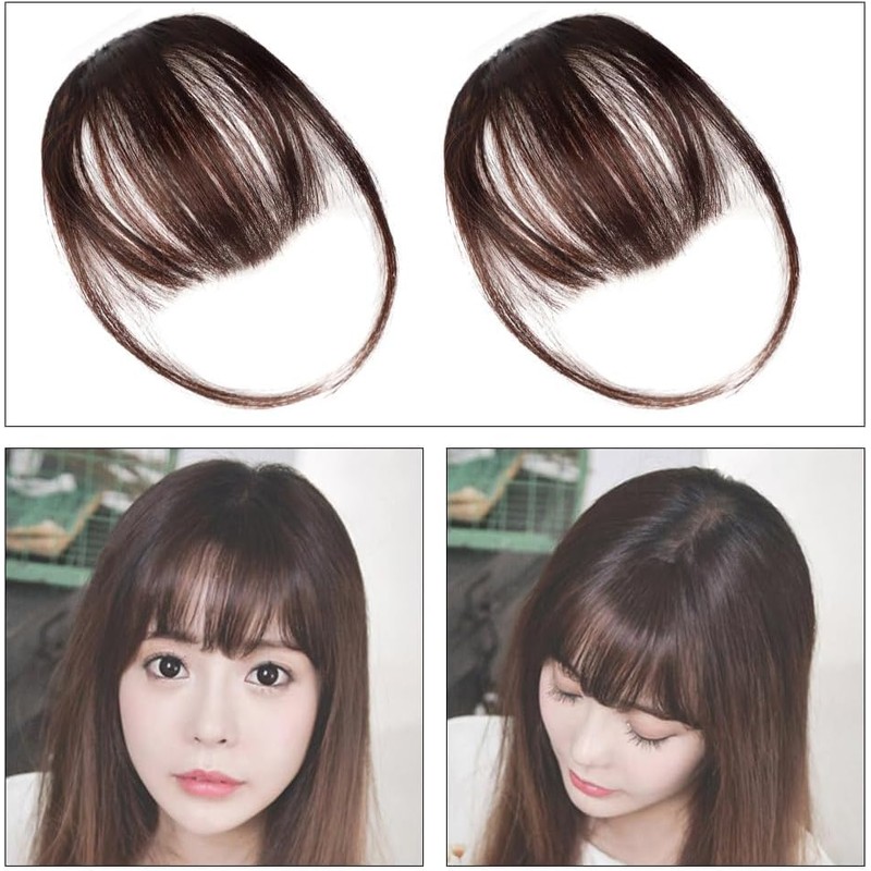 2 Piezas Extensión de Flequillo,Fleco Postizo Cabello Natural, Flequillo de