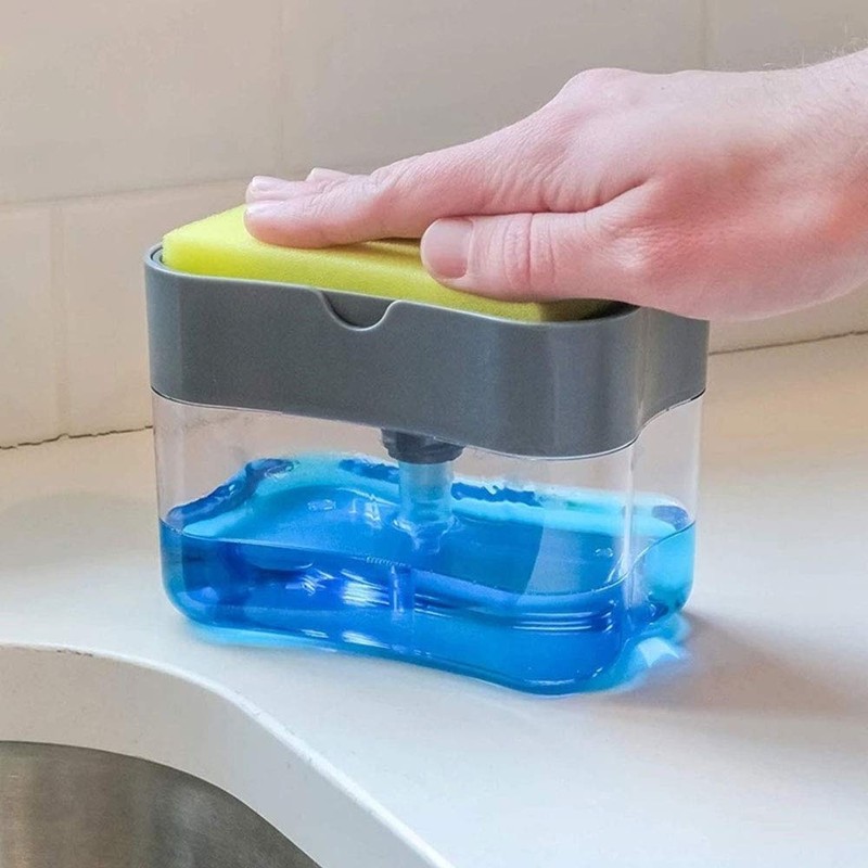 Liquid Soap Dispenser Set 2-in-1 Foaming Chrome Plastic Hand Pump