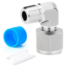 TAISHER 1PCS 316 Stainless Steel 90 Degree Compression Tube Pipe Fitting Connector, 1/2" Tube OD x 1/4" NPT Male Adapter