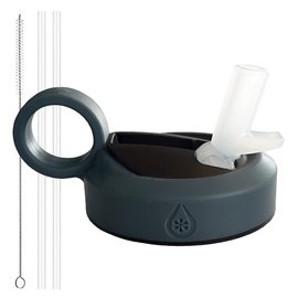 Eveau Paravalve High Performance Straw Lid for wide mouth water bottles, Leak-Proof, Smart-Vent, Insulated, Soft Touch Ring Handle, BPA Free