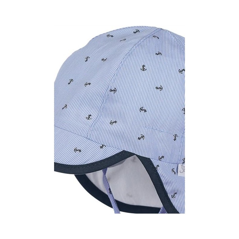 Sterntaler Boy's Peaked Hat with Ties, Neck Protection and Anchor