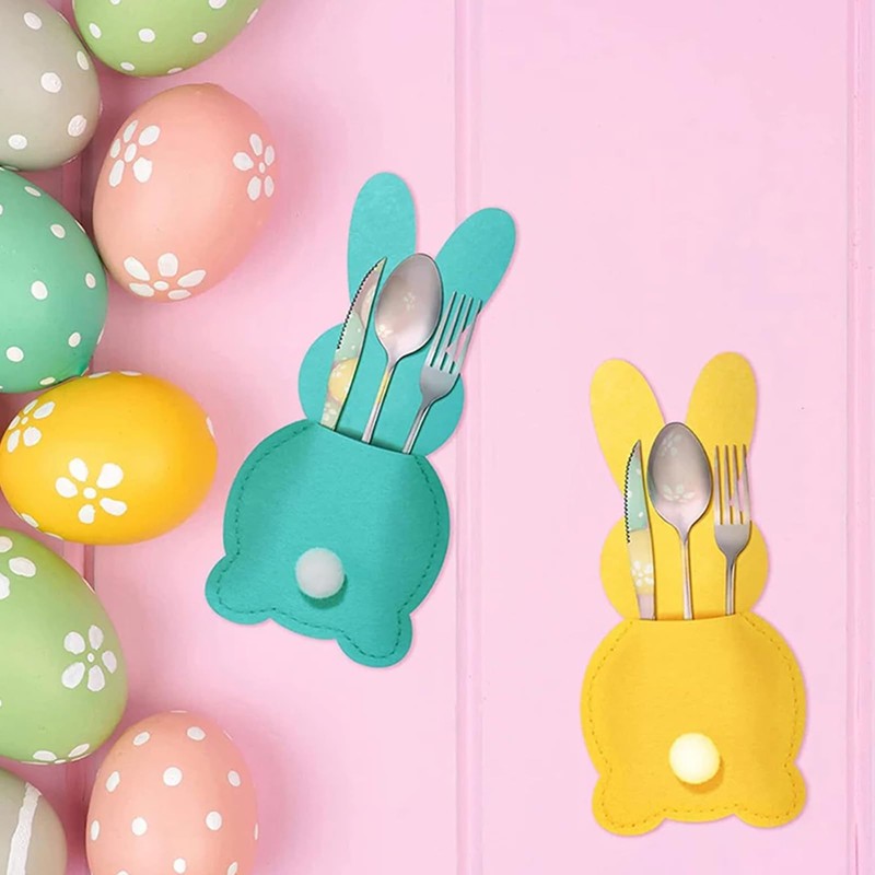 12 Pcs Easter Bunny Utensil Cutlery Holders Bunny Rabbit Shape