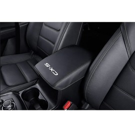 BOYUER for Mazda CX-5/CX5 2017 2018 2019 2020 2021 2022 2023 2024 2025 Center Console Cover Armrest Leather Pad Cover Automatic Car Interior Decoration Accessories（Black Stitches）