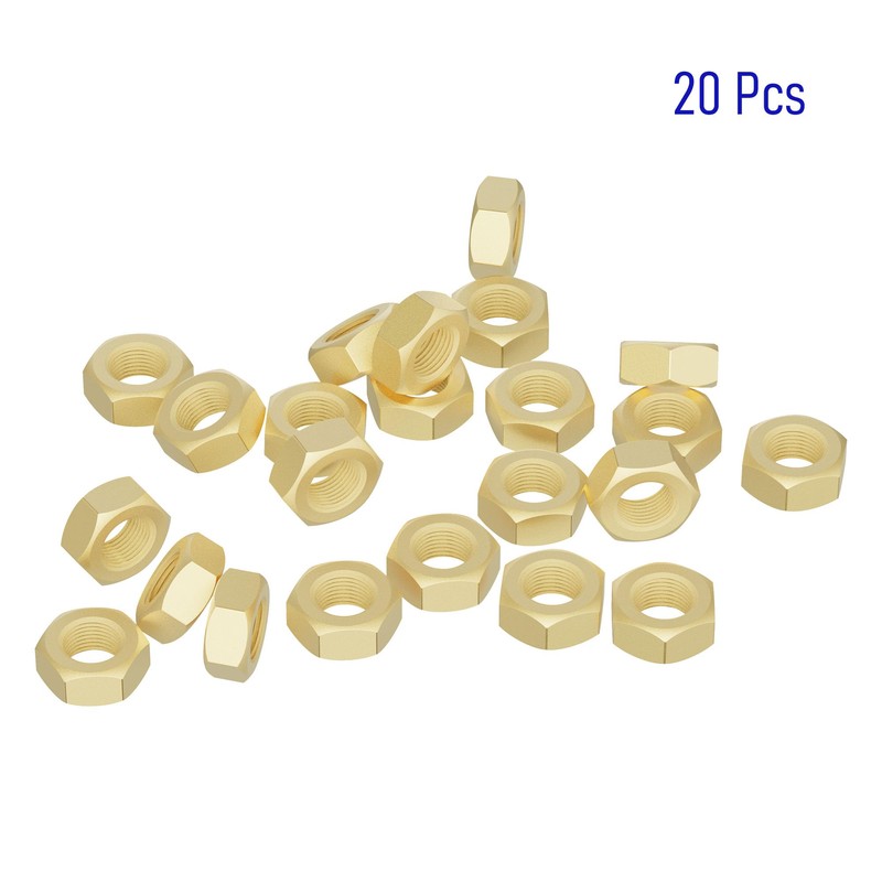 FOCMKEAS 20PCS M6-1 Brass Hex Nuts, Metric Coarse Thread Hexagon