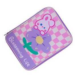 CAXUSD Cartoon Checkerboard Tablet Case Elegant Pu Storage Pouch for Girls Capacity for Tablets and Accessories Stylish and Practical for School and Travel