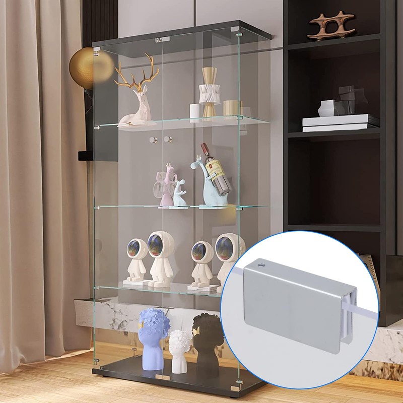 UTALIND 4 Pack Glass Clip Silver Strikes Plate Magnetic Rectangular