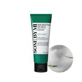 SOME BY MI AHA BHA PHA 30 Days Miracle Acne Clear Foam – 3.38oz, 100ml – Korean Acne Face Wash for Smooth & Clear Skin – Salicylic Acid Cleanser for Exfoliation & Sebum Control – Korean Skin Care