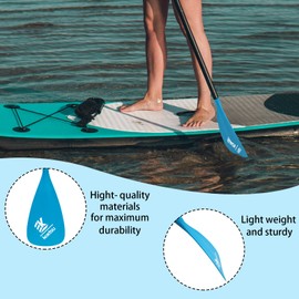 koetsu 3＆4-Piece Kayak Paddle, Aluminum Lightweight 2-in-1 SUP & Canoe Paddle, Floating Dual-End Paddle with Ergonomic Grip for Kayaking, Paddle Boarding & Fishing（Blue）