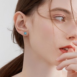 VIJASHOP Turquoise Stud Earring for Women Sterling Silver Men Round Post Earrings Boho Filigree Earrings Western Turquoise Jewelry Gift for Mother Wife