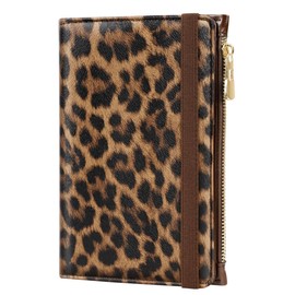 Passport Holder Cover with Zipper Coin Pocket Travel Wallet RFID Blocking Leather Passport Cover Credit Card Holder for Women, Leopard, Leopard, Zipper Passpot Cover