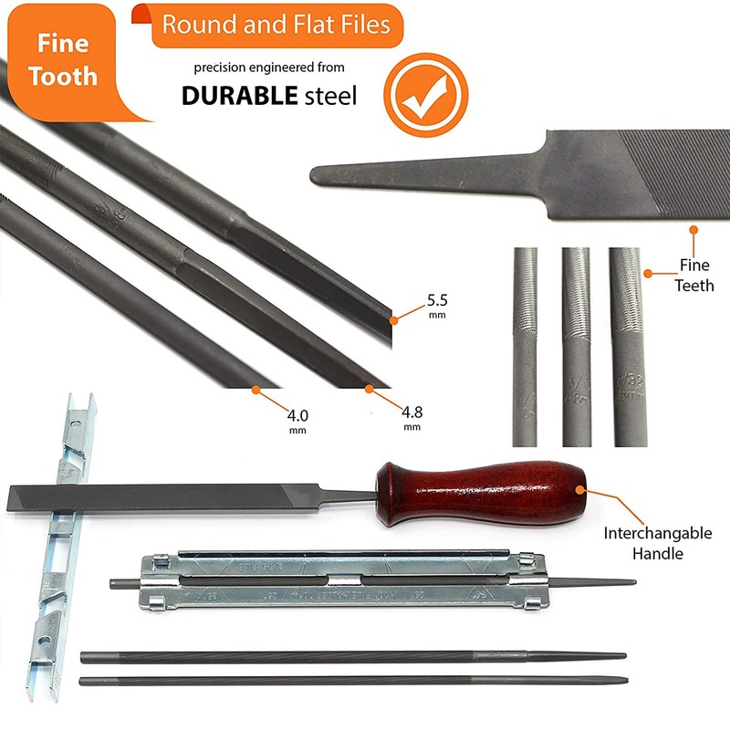 Chainsaw Sharpener File Set, 10 Pieces Chainsaw Chain Universal Sanding