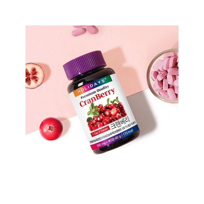 Holidays 홀리데이즈 크랜베리 타블렛 90정 1병 (3개월분) Holidays Cranberry Tablet