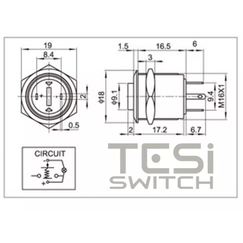 Tesi FILO 16MM LED Momentary Push Button Guitar Kill Switch