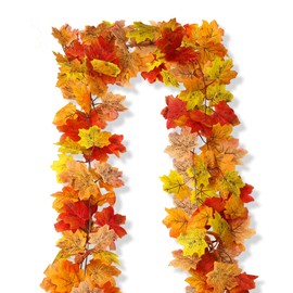 AWARDSEN 2pc Fall Garland 6.5ft/Piece Fall Maple Leaves Garland Fall Leaf Garland for Home Fireplace Decor Artificial Autumn Leaf Garland for Decor