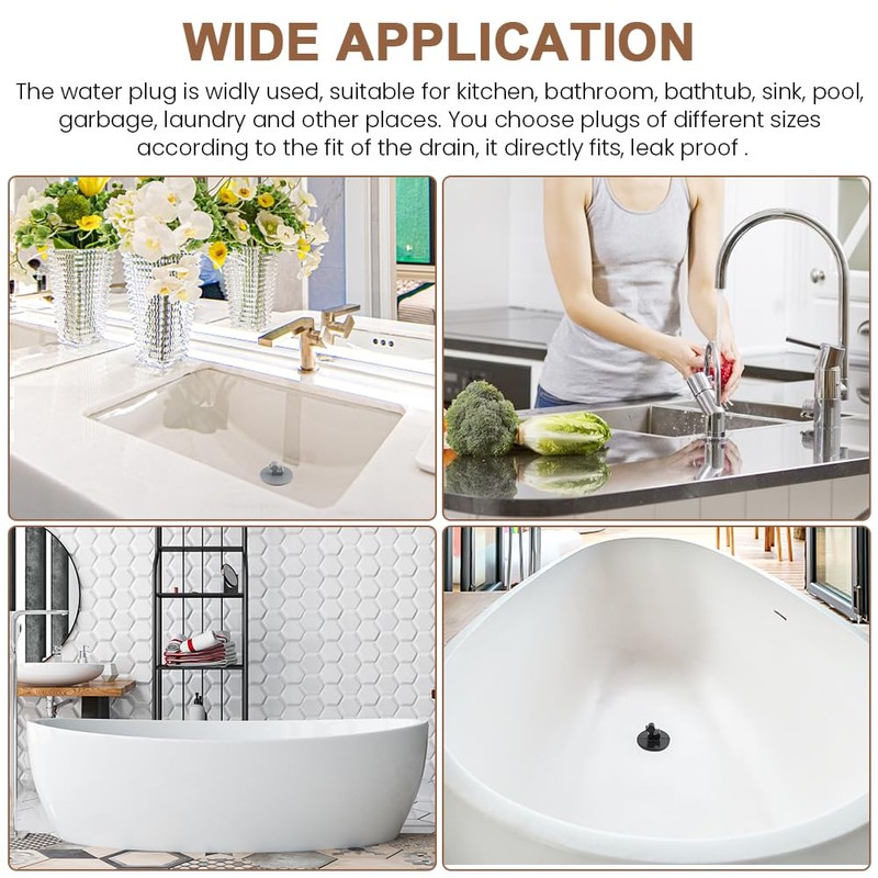 Bathtub Stopper, 2Pcs Silicone Tub Drain Plug with Cute Duck