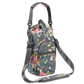 sportsnew Water Bottle Holder with Strap 32oz 40oz Insulated Water Bottle Carrier Sling Bag with Phone Pocket Water Bottle Sleeve for Walking Hiking - Color: Rose