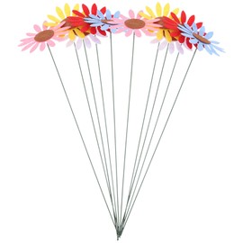 Cabilock Pack of 10 Metal Daisy Garden Stakes, Colourful Flower Stakes, Decorative Garden Stakes, Metal Flowers, Garden Flower Stakes for Garden, Lawn, Yard, Outdoor Decoration