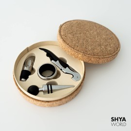 ShyaWorld Wine Accessories Gift Set, Elegant Gift Box with Natural Eco Material (Set of Cork)