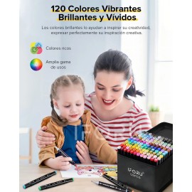Marcadores 120 Colores Plumones Punta Pincel Doble Punta Fineliner 1mm Y Broad 6mm Iforu