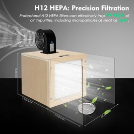 WILLGOON 12"x12" HEPA Horizontal Laminar Flow Hood Suitable for Clean Air Workspaces - Filtration Level of up to 99.995%