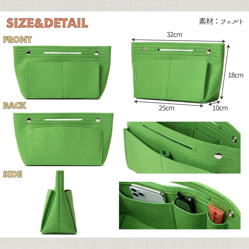 VILAU Women’s Bag-in-Bag, Reinforced Bottom, Recommended by Professional Organizers, Tote