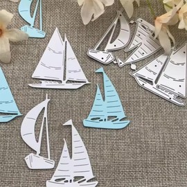 Sailboat Frame Metal Die Cuts Cutting Dies, Sailboat Frame Cutting Dies Paper Cards Cutting Dies Cut Stencils for DIY Embossing Card Making Book Tags Decorative Paper Dies Scrapbooking
