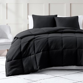Casa Platino Queen Comforter Set - Duvet Insert Queen Size- Pre-Washed Ultra Soft & Breathable Cozy 100% Brushed Microfiber Queen Bed Comforter Set- Fade Resistant Comforter Queen Size Set- Black