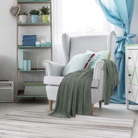 sourcing map Soft 100% Cotton Knitted Throw Blanket for Sofa and Couch, Lightweight Cable Knit Blanket, Home Decorative Blanket, Grey, 50" x 60"