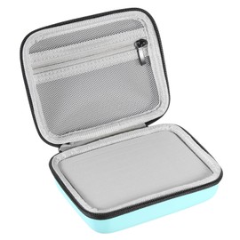 sourcing map Guitar Picks Holder Box Artificial PU Leather Acoustic Electric Guitar Pick Case Bag Light Blue